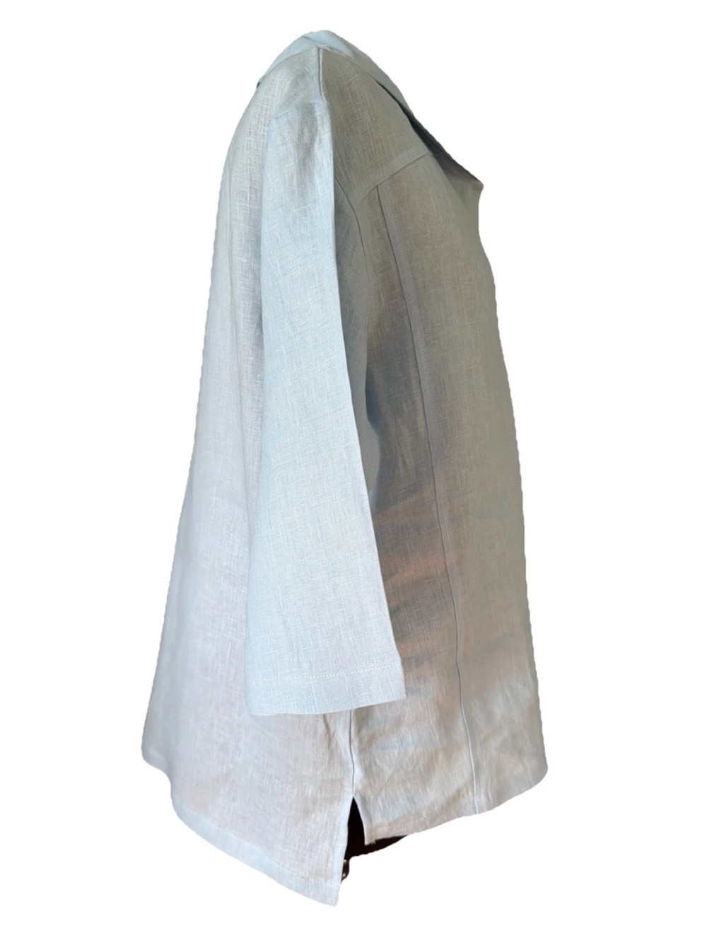 NWT Lintico 100% Linen Shawl V-Neck Half Sleeve Top JADE Baby Blue Size Small - Picture 4 of 12